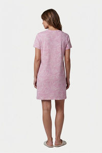 Sweet Dreams Floral Printed Short Nightdress - Dusty Red — thumbnail 2